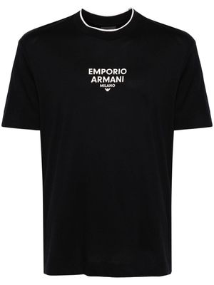 Emporio Armani logo-rubberised cotton T-shirt - Blue