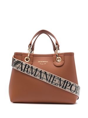 Emporio Armani logo-shoulder strap tote bag - Brown
