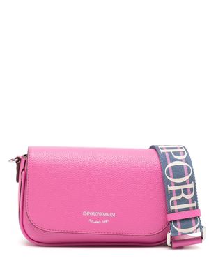 Emporio Armani logo-strap leather crossbody bag - Pink