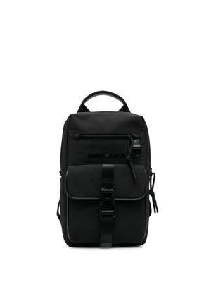 Emporio Armani logo-strap shoulder bag - Black