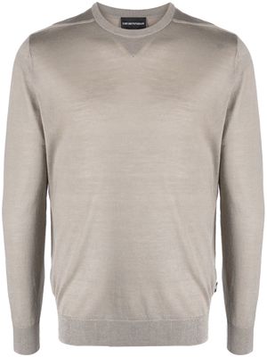 Emporio Armani logo-tag crew-neck jumper - Grey