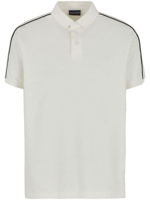 Emporio Armani logo-tape cotton polo shirt - Neutrals