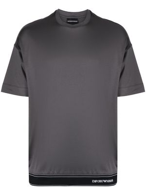 Emporio Armani logo-tape crew-neck T-shirt - Grey