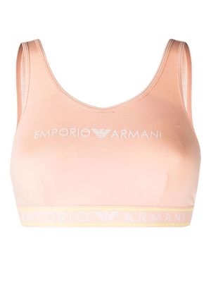 Emporio Armani logo tape-detail underwear bra - Orange