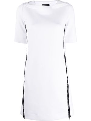 Emporio Armani logo-tape shift dress - White