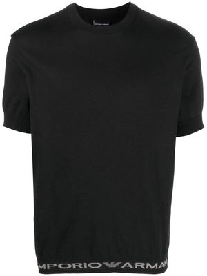 Emporio Armani logo-trim cotton T-shirt - Black