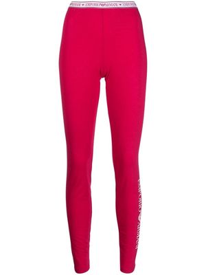 Emporio Armani logo-waist cotton leggings - Pink
