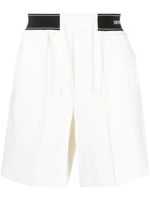 Emporio Armani logo-waistband cotton-blend shorts - White