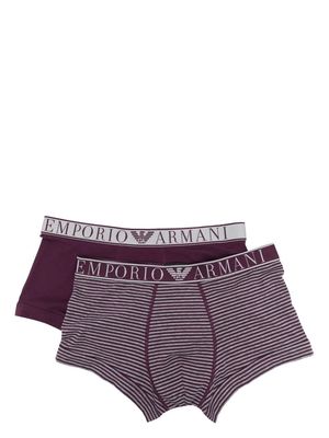 Emporio Armani logo waistband cotton boxers set - Purple