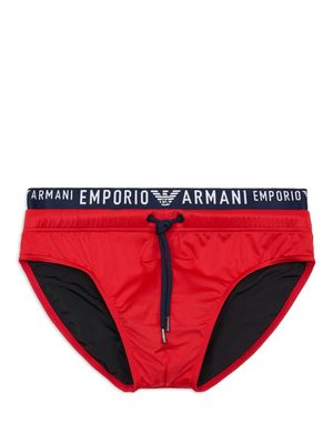 Emporio Armani logo-waistband low-rise briefs - Red