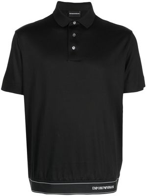 Emporio Armani logo-waistband polo shirt - Black