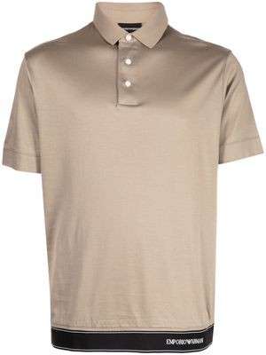 Emporio Armani logo-waistband polo shirt - Brown