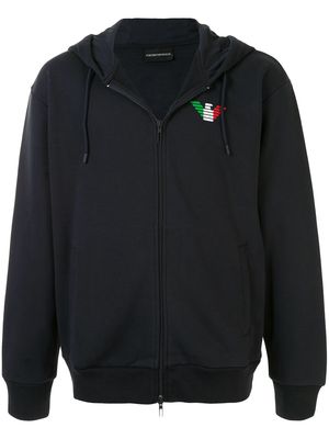 Emporio Armani logo zipped hoodie - Blue