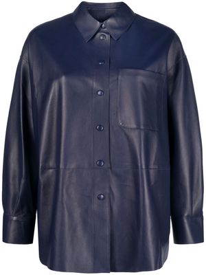 Emporio Armani long-sleeve leather shirt - Blue