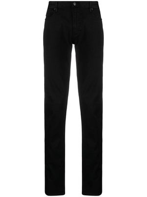 Emporio Armani low-rise stretch-cotton tapered chinos - Black