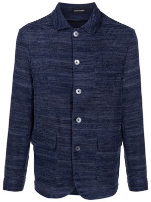 Emporio Armani melange-knit cotton cardigan - Blue