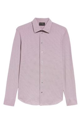 Emporio Armani Men's Stretch Jersey Button-Up Shirt in Burgundy