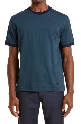 Emporio Armani Men's Textured Ringer T-Shirt in Green