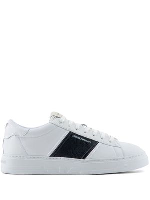 Emporio Armani mesh-panelled logo-print sneakers - White