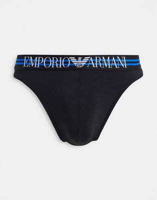 Emporio Armani microfiber thong in navy-Black