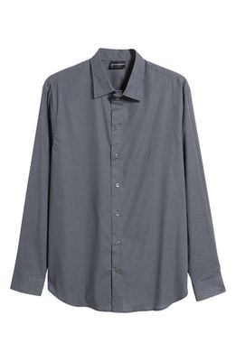 Emporio Armani Microgeo Stretch Button-Up Shirt in Black