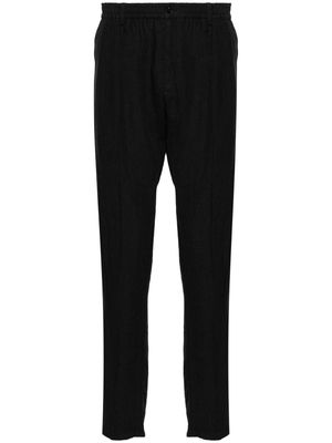 Emporio Armani mid-rise tapered linen trousers - Black