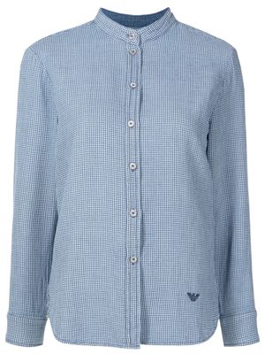 Emporio Armani mini check-print long-sleeve shirt - Blue