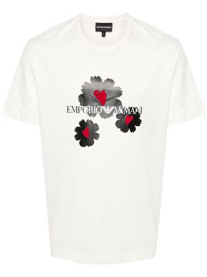 Emporio Armani Mon-Amour flocked-print T-shirt - Neutrals