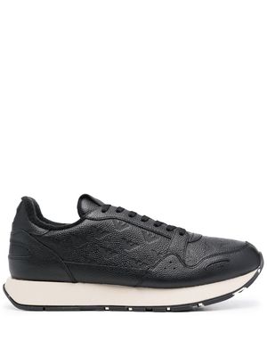 Emporio Armani monogram-pattern lace-up sneakers - Black