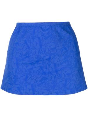 Emporio Armani monogram-pattern mini skirt - Blue