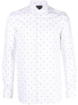 Emporio Armani monogram-pattern print cotton shirt - White