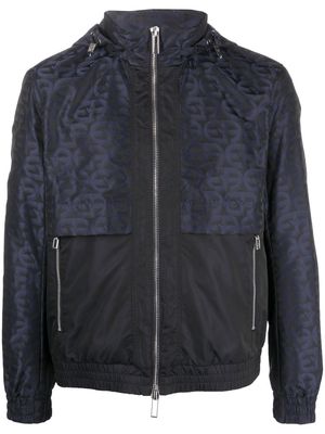 Emporio Armani monogram-print zip-up jacket - Blue