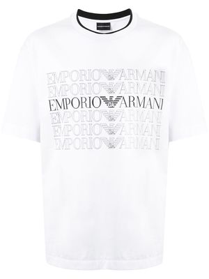 EMPORIO ARMANI multi logo print T-shirt - White