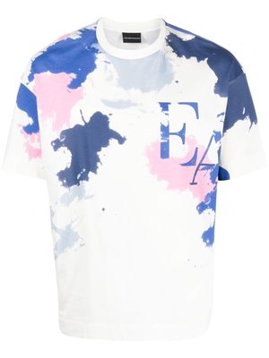 Emporio Armani paint splatter detail T-shirt - White