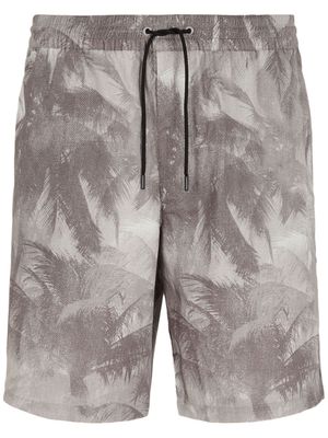 Emporio Armani palm tree-print drawstring track shorts - Brown