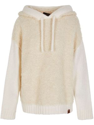 Emporio Armani panelled knitted hoodie - White