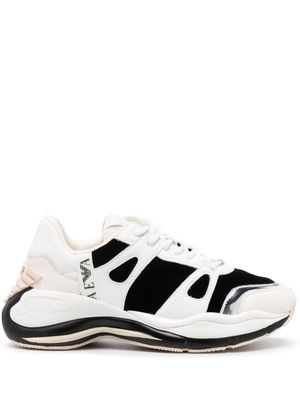 Emporio Armani panelled leather lace-up sneakers - White