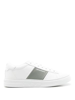 Emporio Armani panelled leather sneakers - White