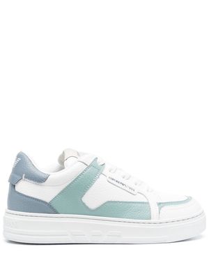 Emporio Armani panelled low-top leather sneakers - Blue