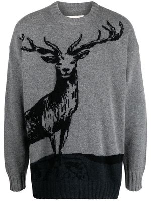 Emporio Armani patterned intarsia-knit jumper - Grey