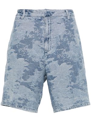 Emporio Armani patterned-jacquard denim shorts - Blue