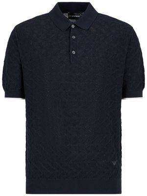 Emporio Armani patterned-knit polo shirt - Black