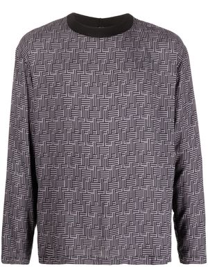 Emporio Armani patterned long-sleeved T-shirt - Grey
