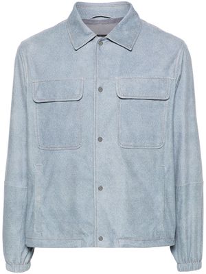 Emporio Armani patterned suede shirt jacket - Blue
