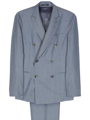 Emporio Armani pinstriped double-breasted suit - Blue