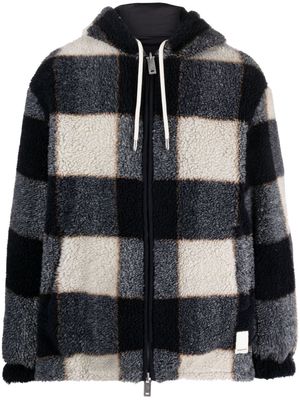 Emporio Armani plaid-check fleece hooded jacket - Blue