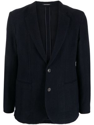 Emporio Armani plaid-check texture single-breasted blazer - Blue