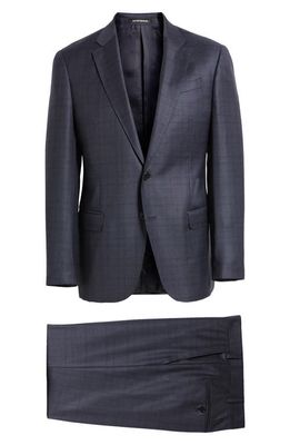 Emporio Armani Plaid G Line Virgin Wool Suit in Blue Grey