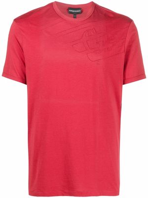 Emporio Armani plain embossed logo t-shirt - Red