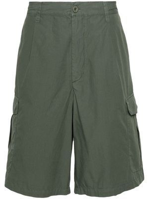Emporio Armani pleat-detail cotton cargo shorts - Green